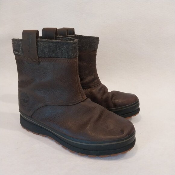 Timberland Brown Leather Boots Mens 8 Earthkeepers Waterproof Climapath Vibram - Picture 1 of 12